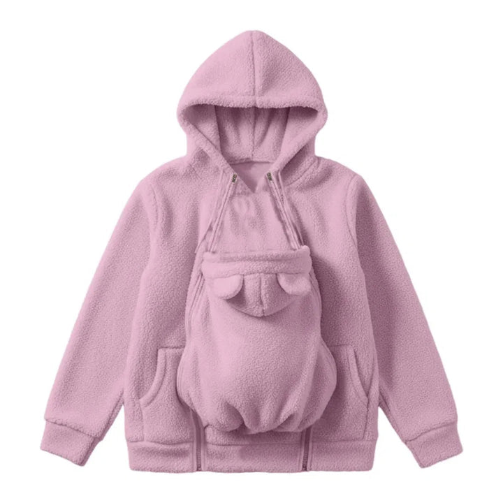 Cozy Sherpa Fleece Hoodie with Detachable Zip-On Baby Carrier Insert