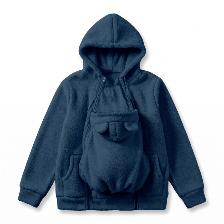 Cozy Sherpa Fleece Hoodie with Detachable Zip-On Baby Carrier Insert