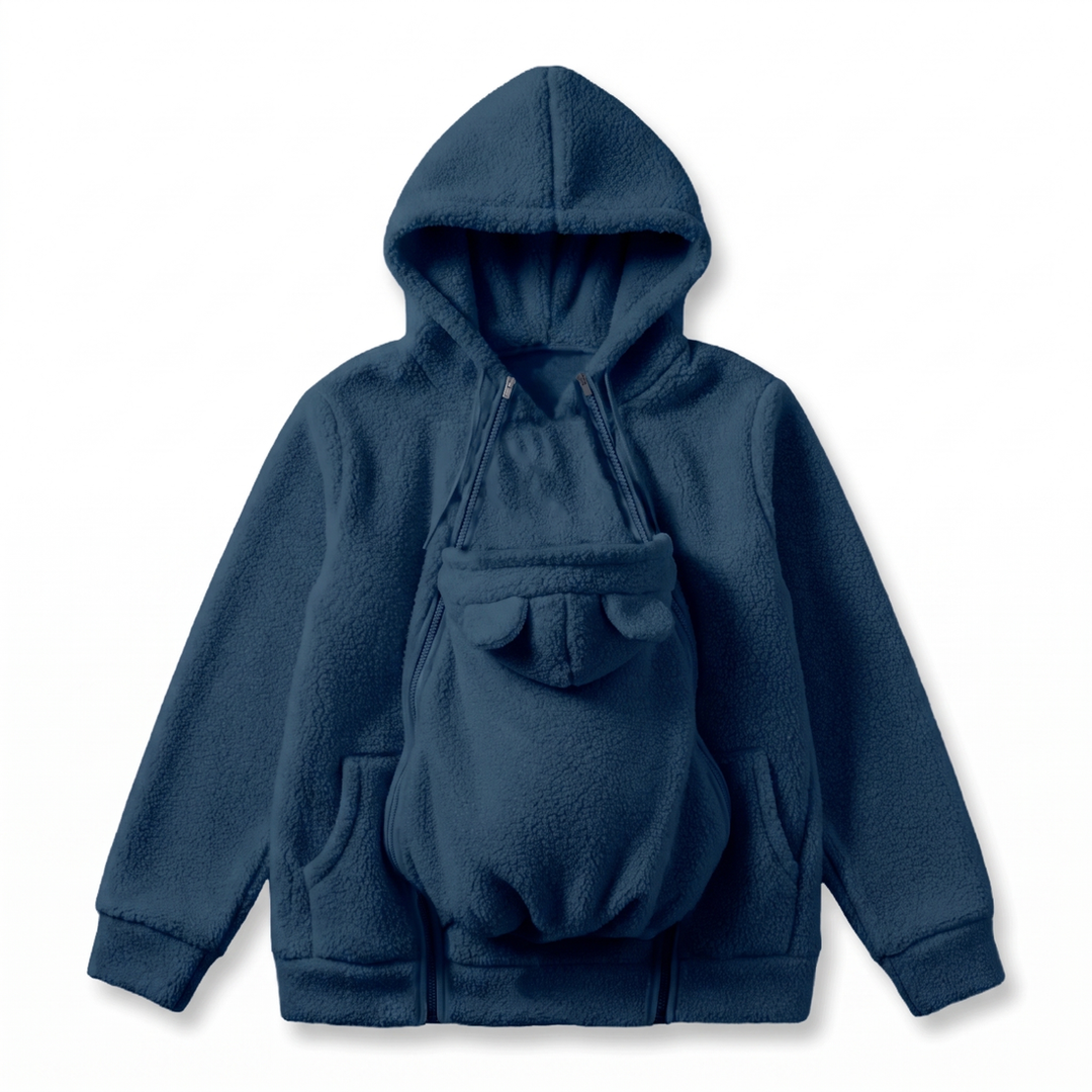 Soft Fleece Baby-Carrying Hoodie with Front Pouch