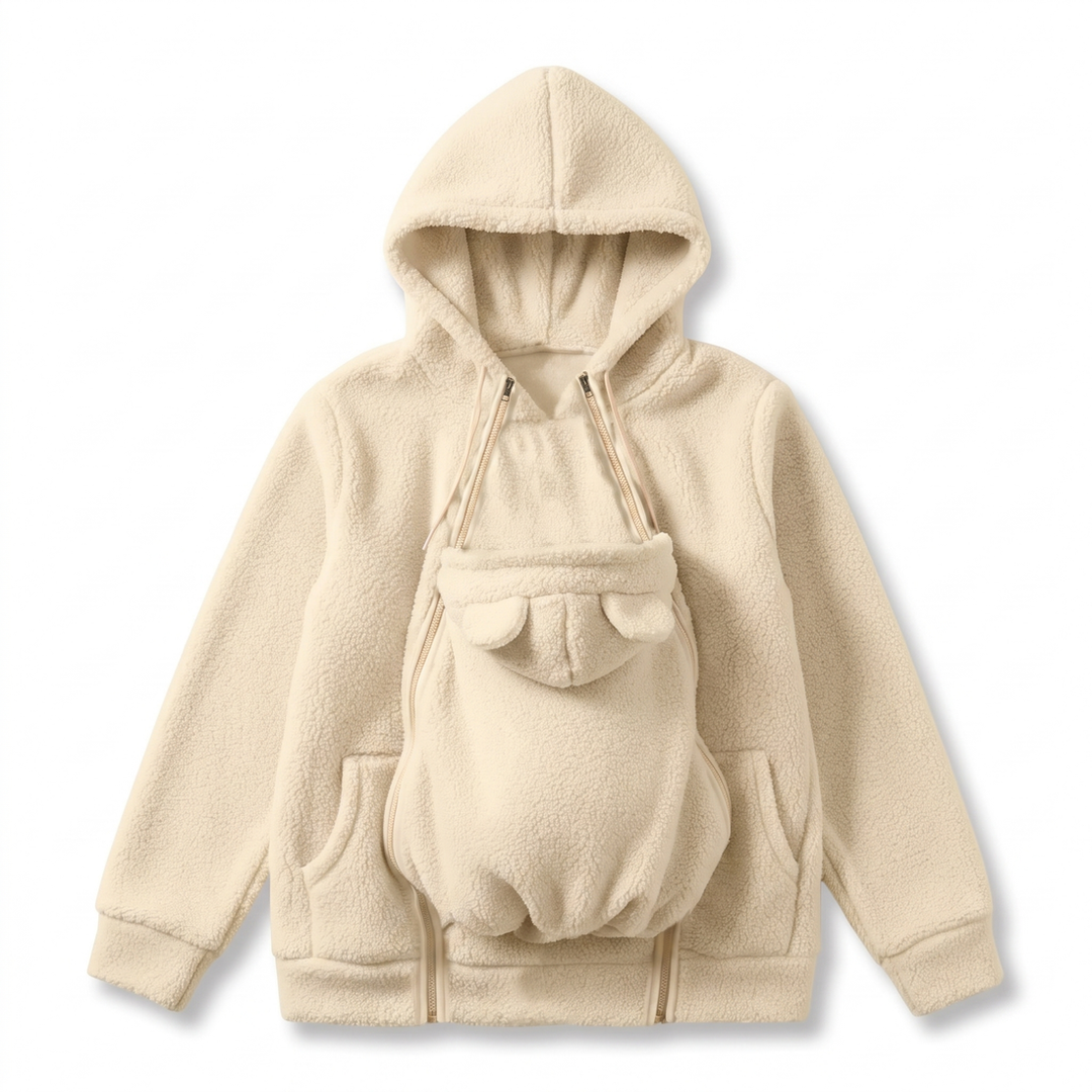 Cozy Sherpa Fleece Hoodie with Detachable Zip-On Baby Carrier Insert
