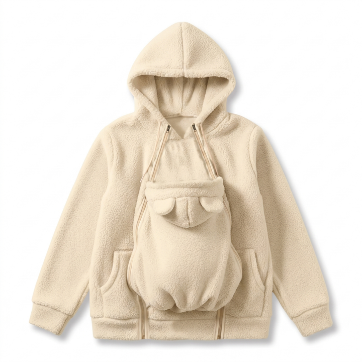 Cozy Sherpa Fleece Hoodie with Detachable Zip-On Baby Carrier Insert