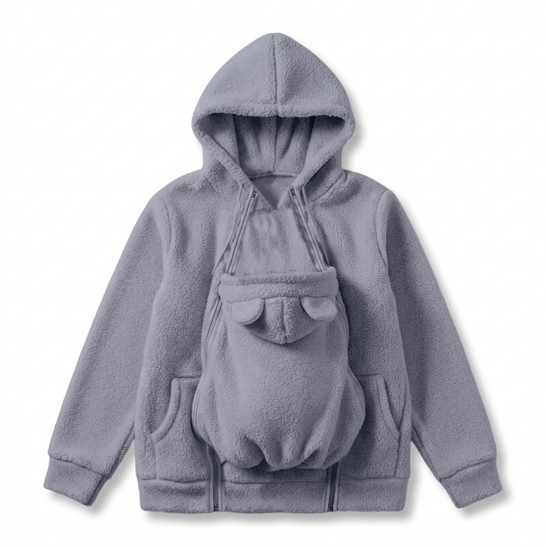 Cozy Sherpa Fleece Hoodie with Detachable Zip-On Baby Carrier Insert