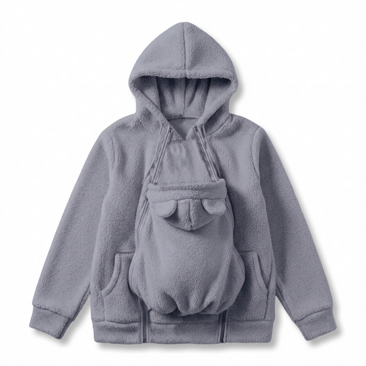 Cozy Sherpa Fleece Hoodie with Detachable Zip-On Baby Carrier Insert