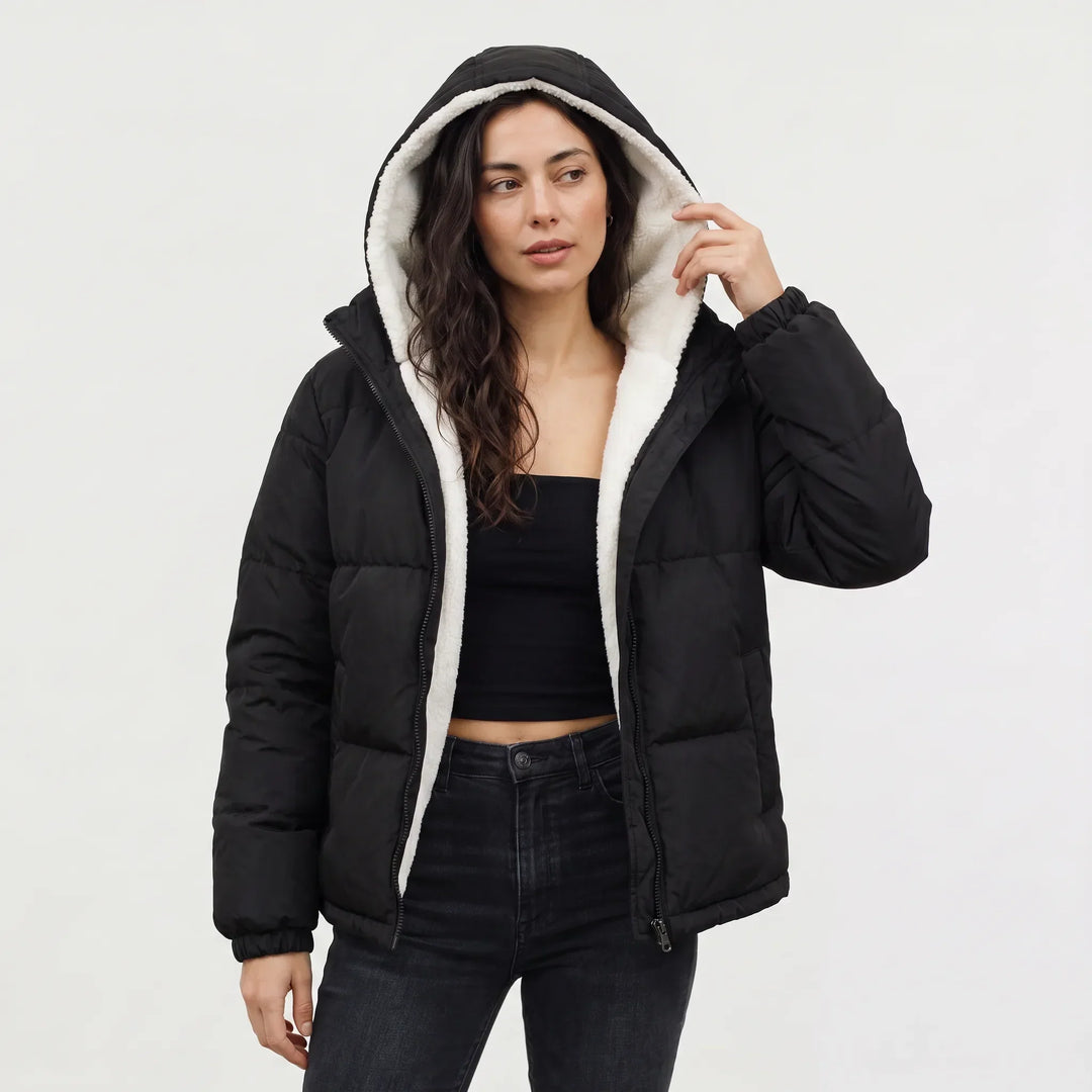 Women's Winter Coat with Hood and Fleece Lining
