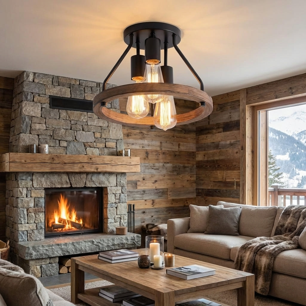 Industrial Farmhouse Ceiling Light – Hearthly