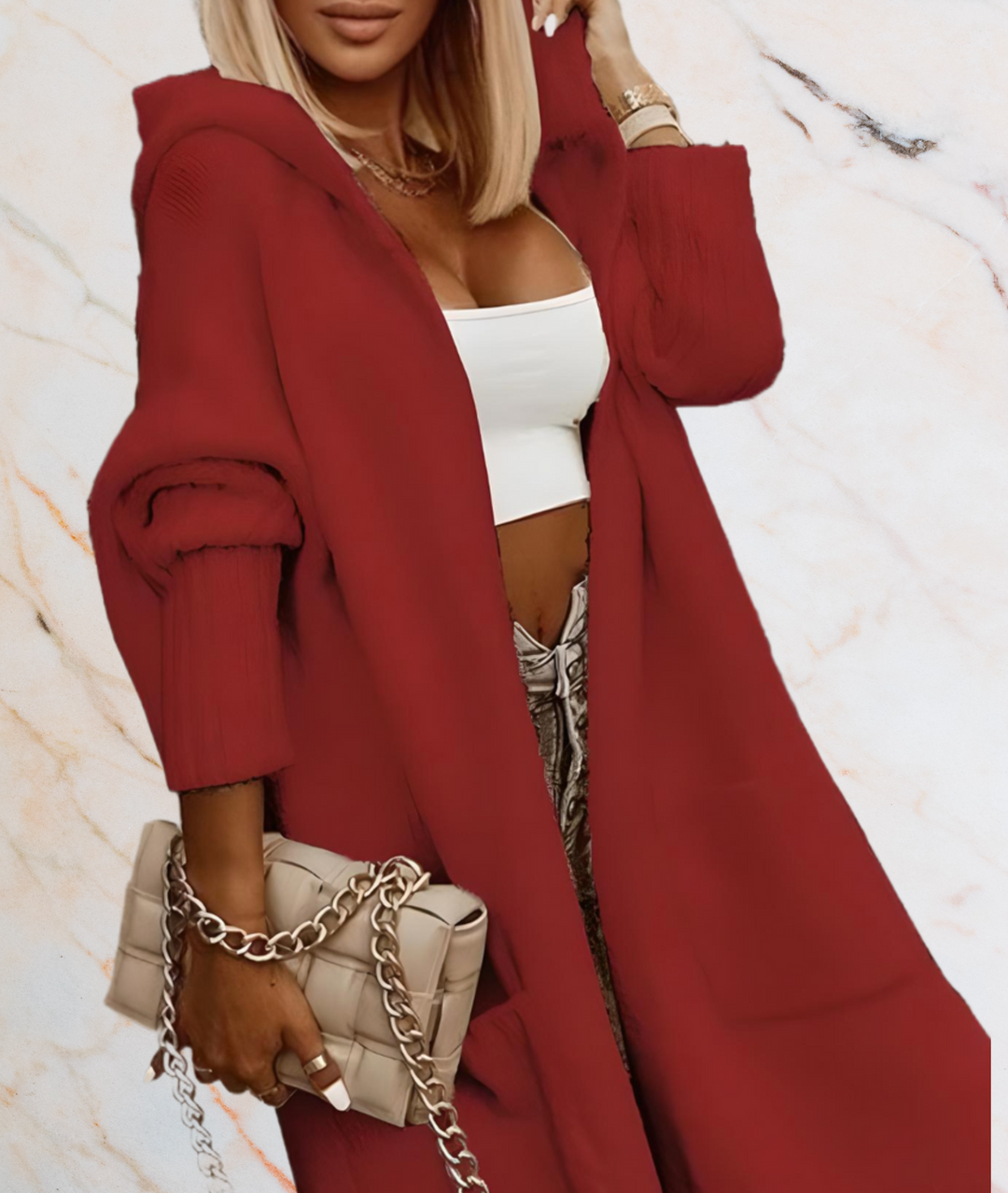 Janine - Long, Oversized Chunky Open Cardigan with Deep Pockets