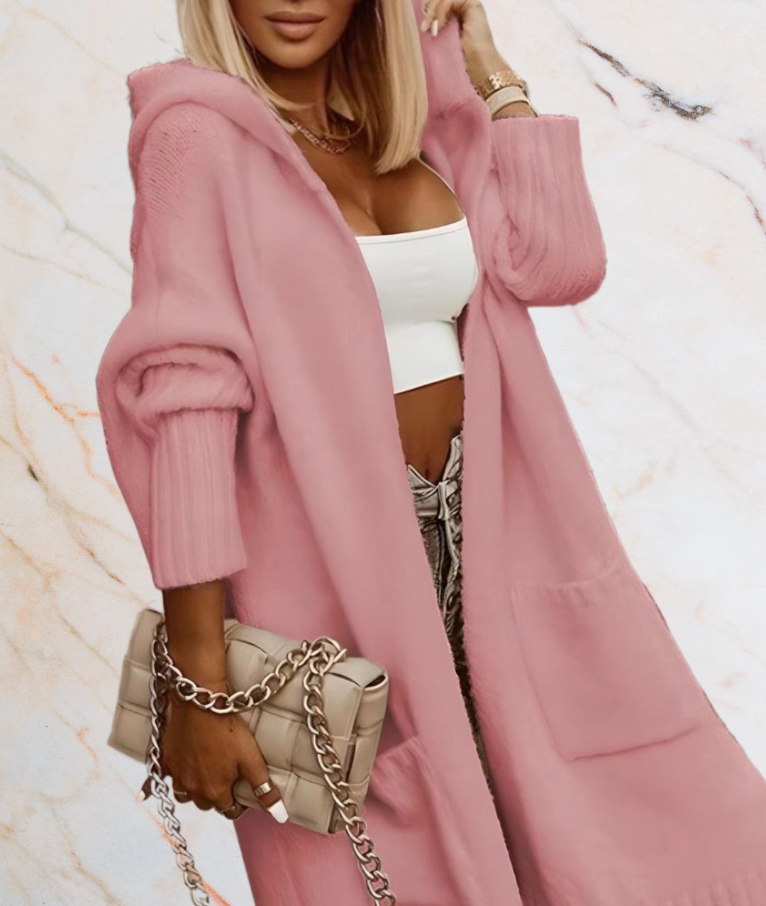 Janine - Long, Oversized Chunky Open Cardigan with Deep Pockets