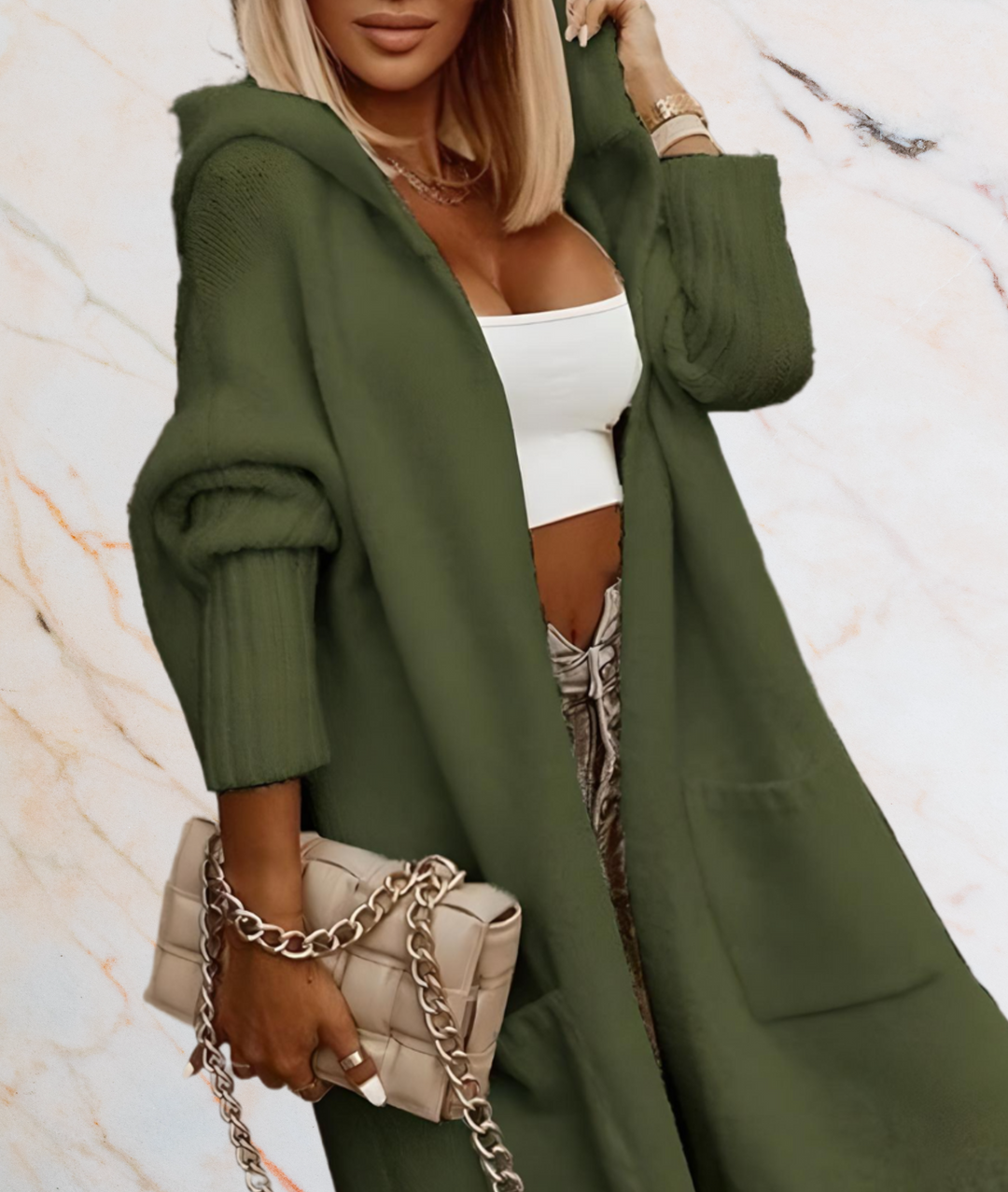 Janine - Long, Oversized Chunky Open Cardigan with Deep Pockets