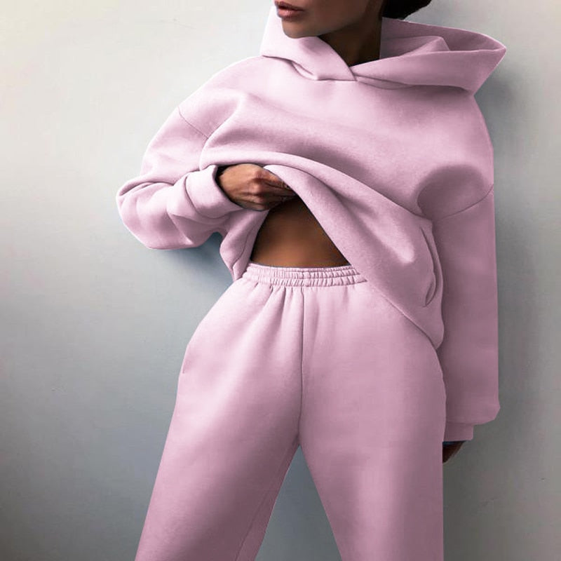 Women's Jogging Set | 2-Piece: Hoodie and Pants with Stretchy Waistband
