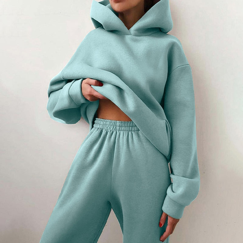 Women's Jogging Set | 2-Piece: Hoodie and Pants with Stretchy Waistband