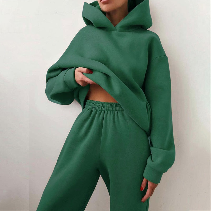 Women's Jogging Set | 2-Piece: Hoodie and Pants with Stretchy Waistband