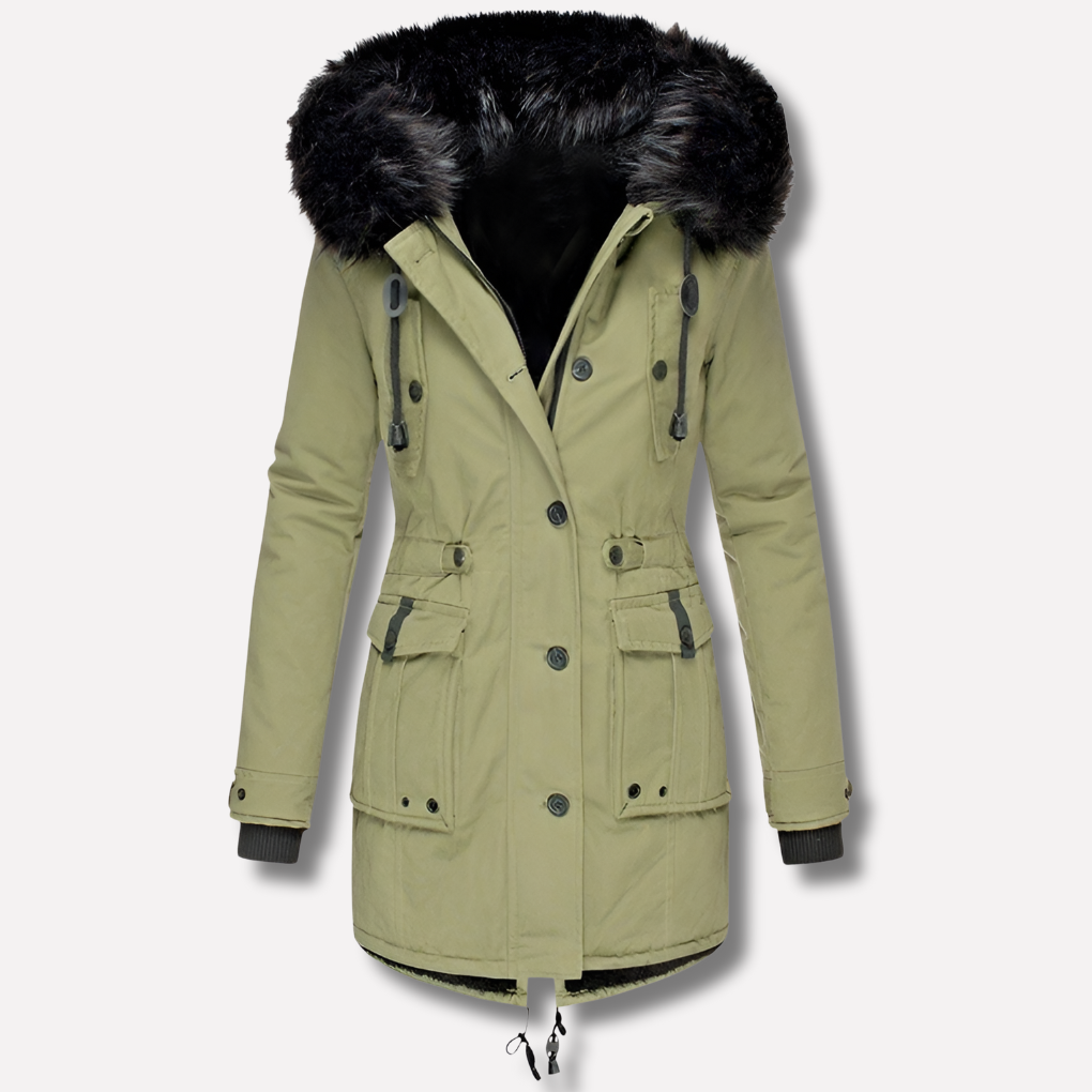 Women’s Parka coat with Hood and Flap Pockets