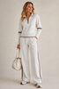 Knitted Two-Piece Set with Quarter-Zip Sweater and Wide-Leg Pants