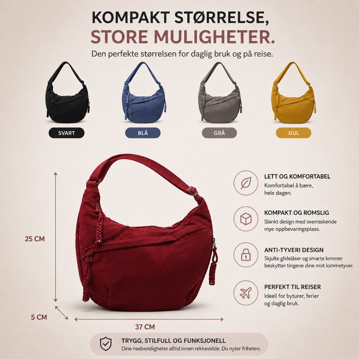 Shoulder Bag - Adjustable Strap, Nylon Crossbody with Multiple Pockets