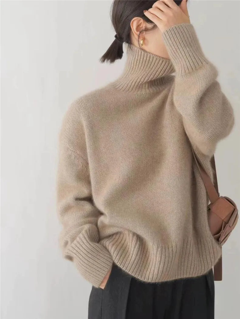 Soft Cashmere Women's Polo Neck Sweater - Seraphina