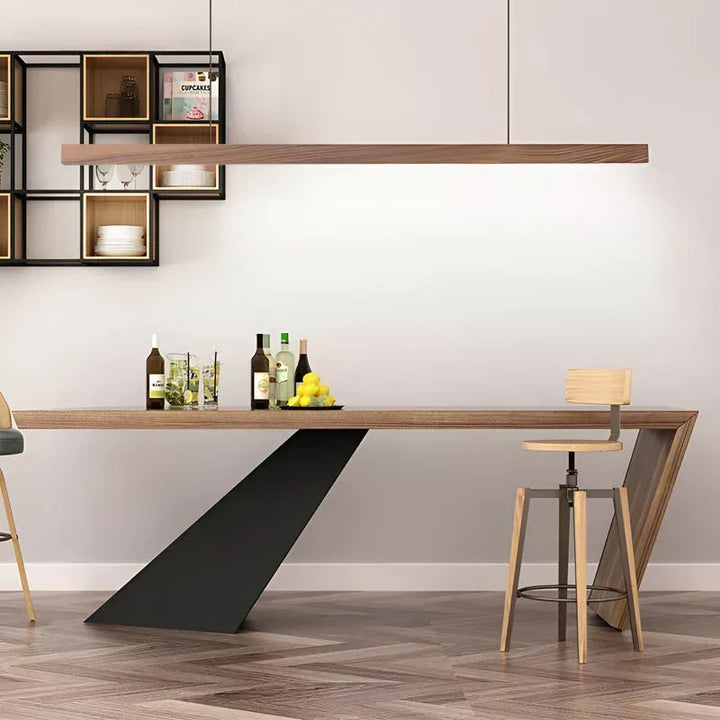 Wooden LED Pendant Light with Slim Beam – Linear Design