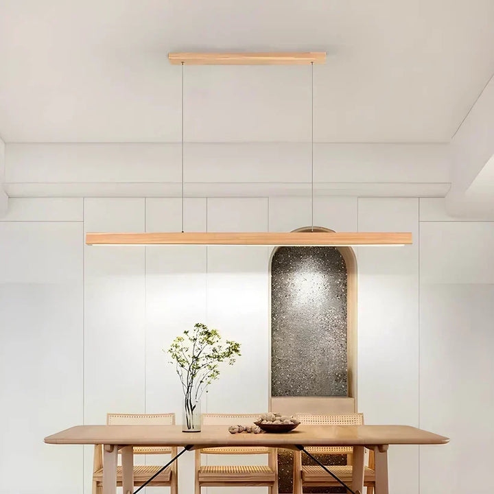 Wooden LED Pendant Light with Slim Beam – Linear Design
