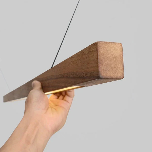 Wooden LED Pendant Light with Slim Beam – Linear Design