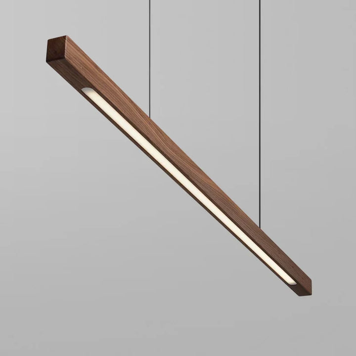 Wooden LED Pendant Light with Slim Beam – Linear Design