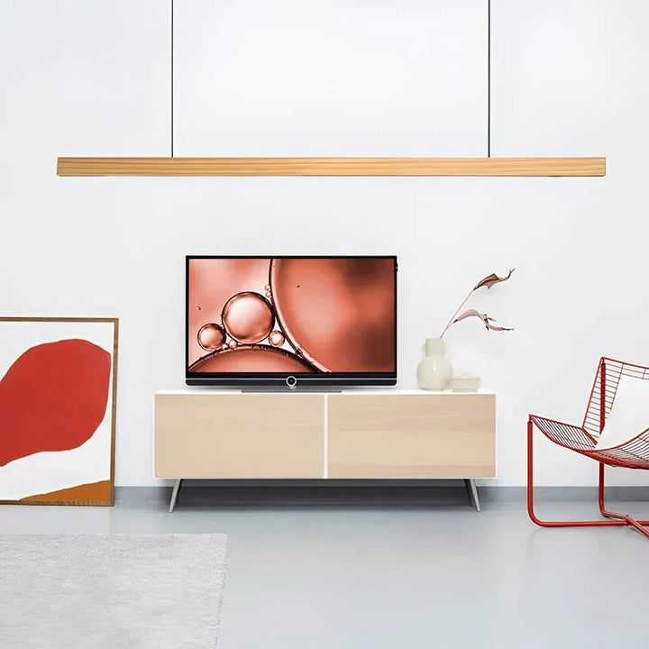 Wooden LED Pendant Light with Slim Beam – Linear Design