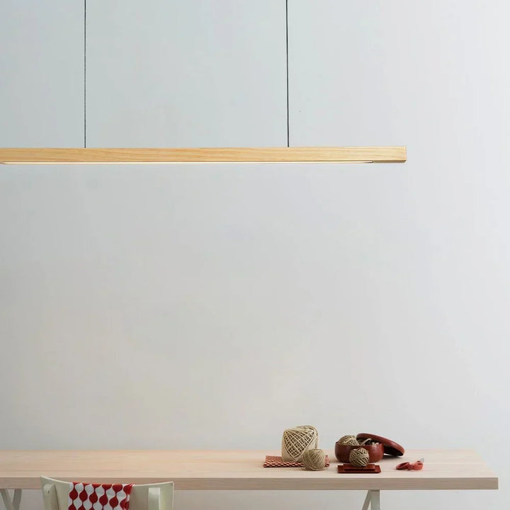 Wooden LED Pendant Light with Slim Beam – Linear Design