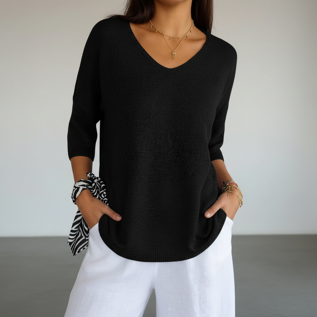 Airy V-Neck Top - Sapphira