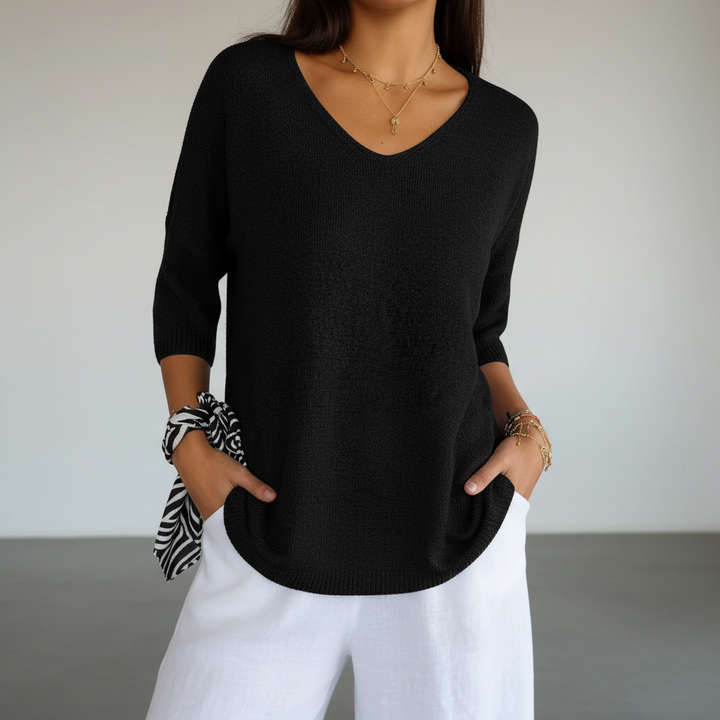 Airy V-Neck Top - Sapphira