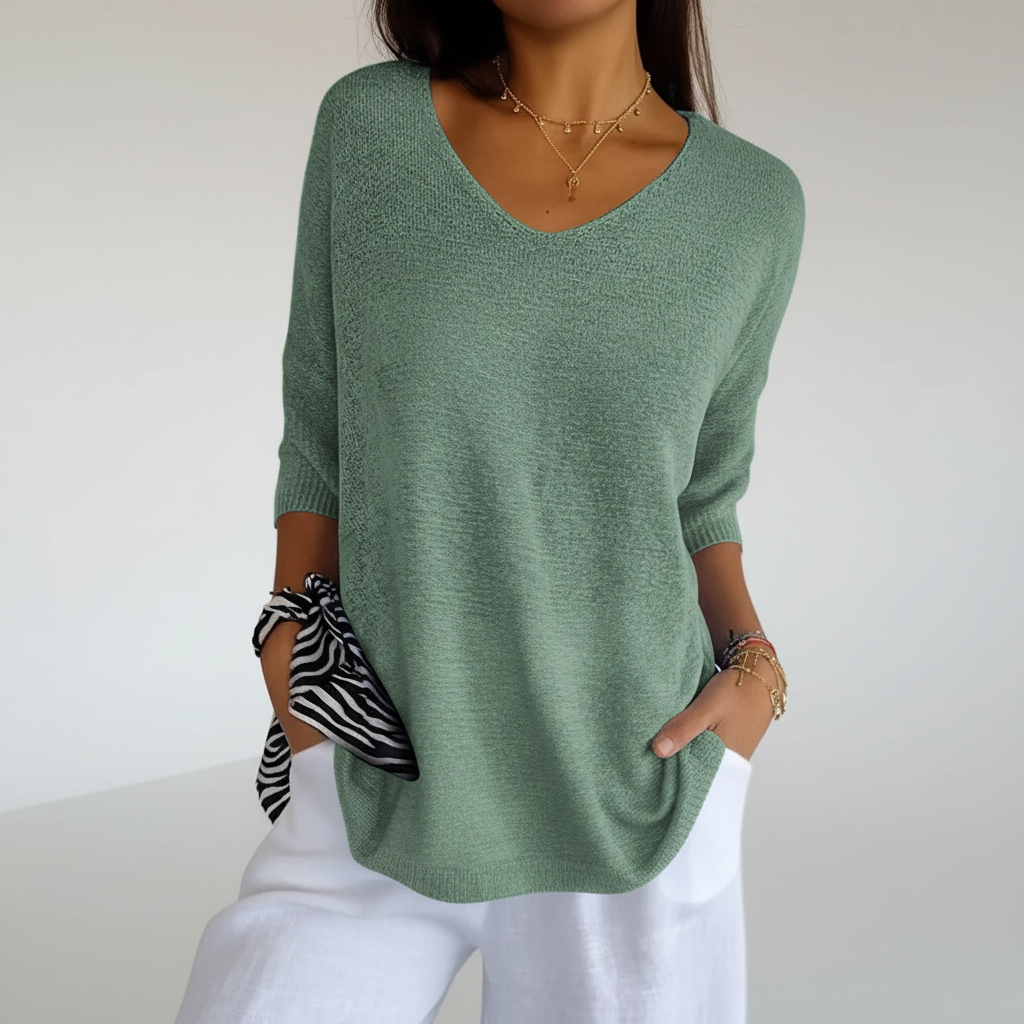 Airy V-Neck Top - Sapphira