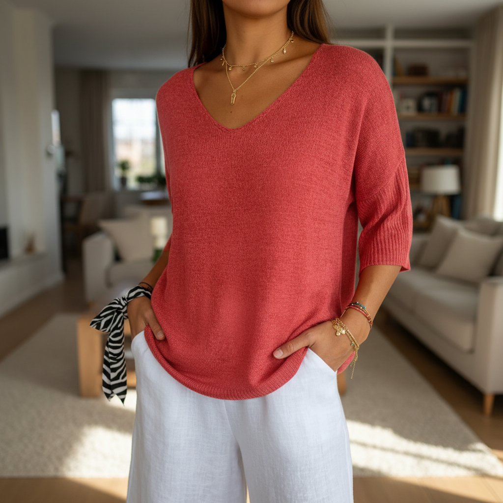 Airy V-Neck Top - Sapphira