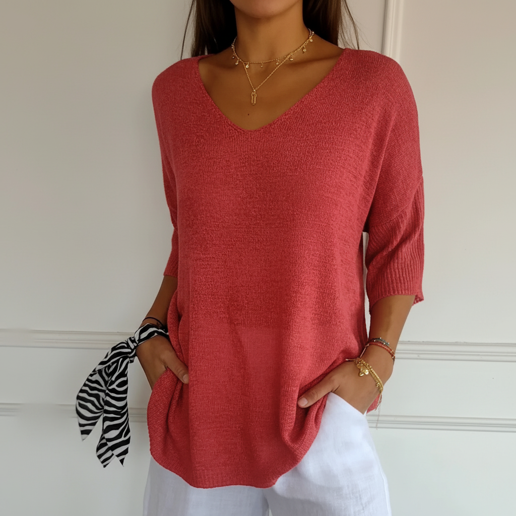 Airy V-Neck Top - Sapphira