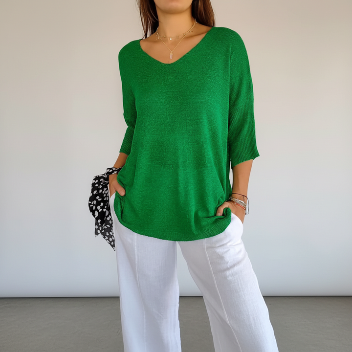 Airy V-Neck Top - Sapphira