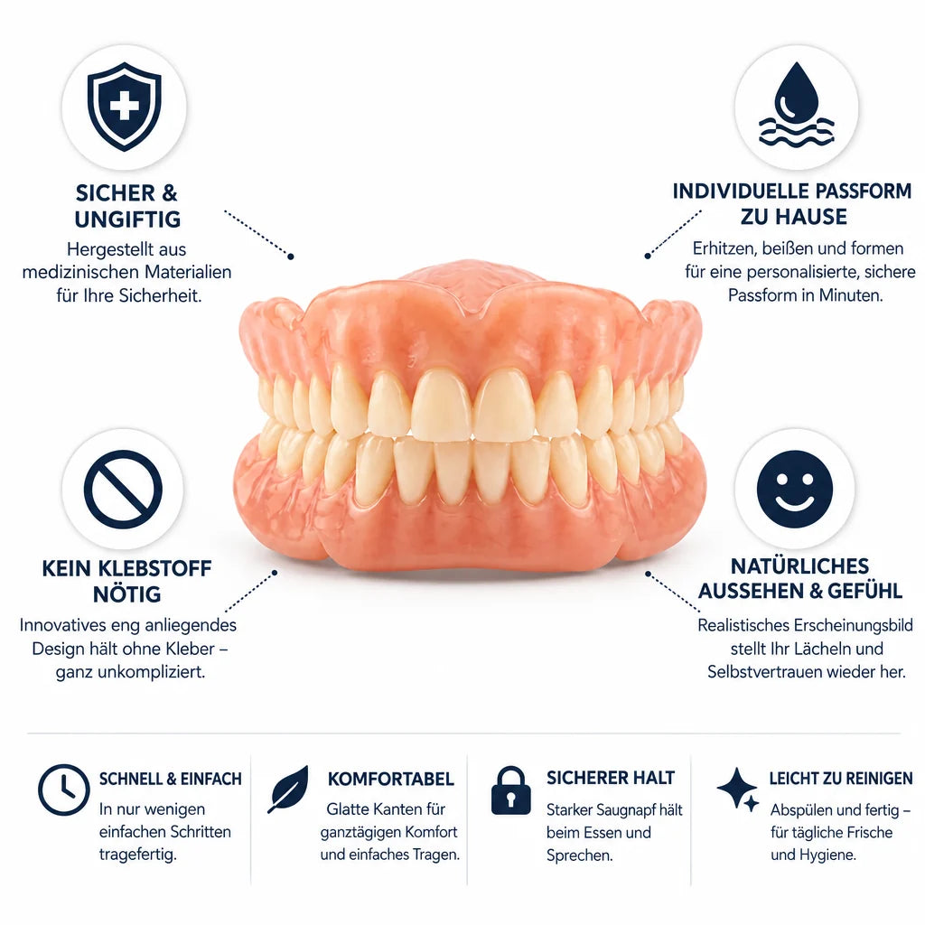 Denture Set, Thermoformable, Customizable, No Adhesive Needed