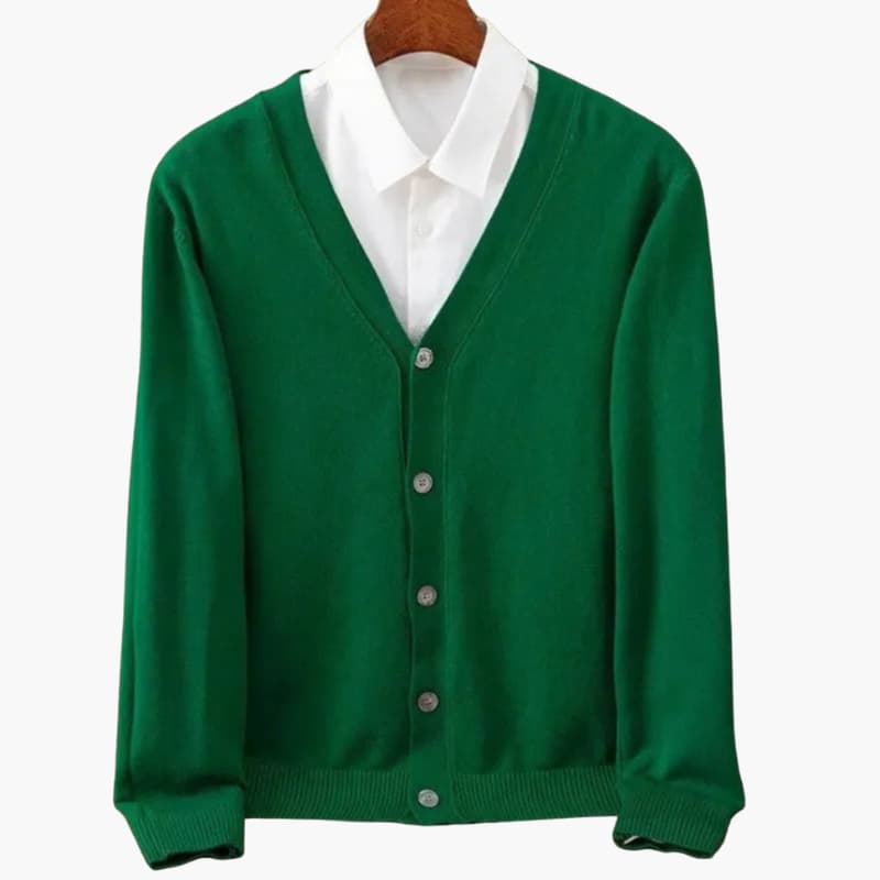 Men’s V‑Neck Button‑Front Cardigan – Classic Knit Layer