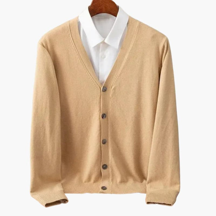 Men’s V‑Neck Button‑Front Cardigan – Classic Knit Layer