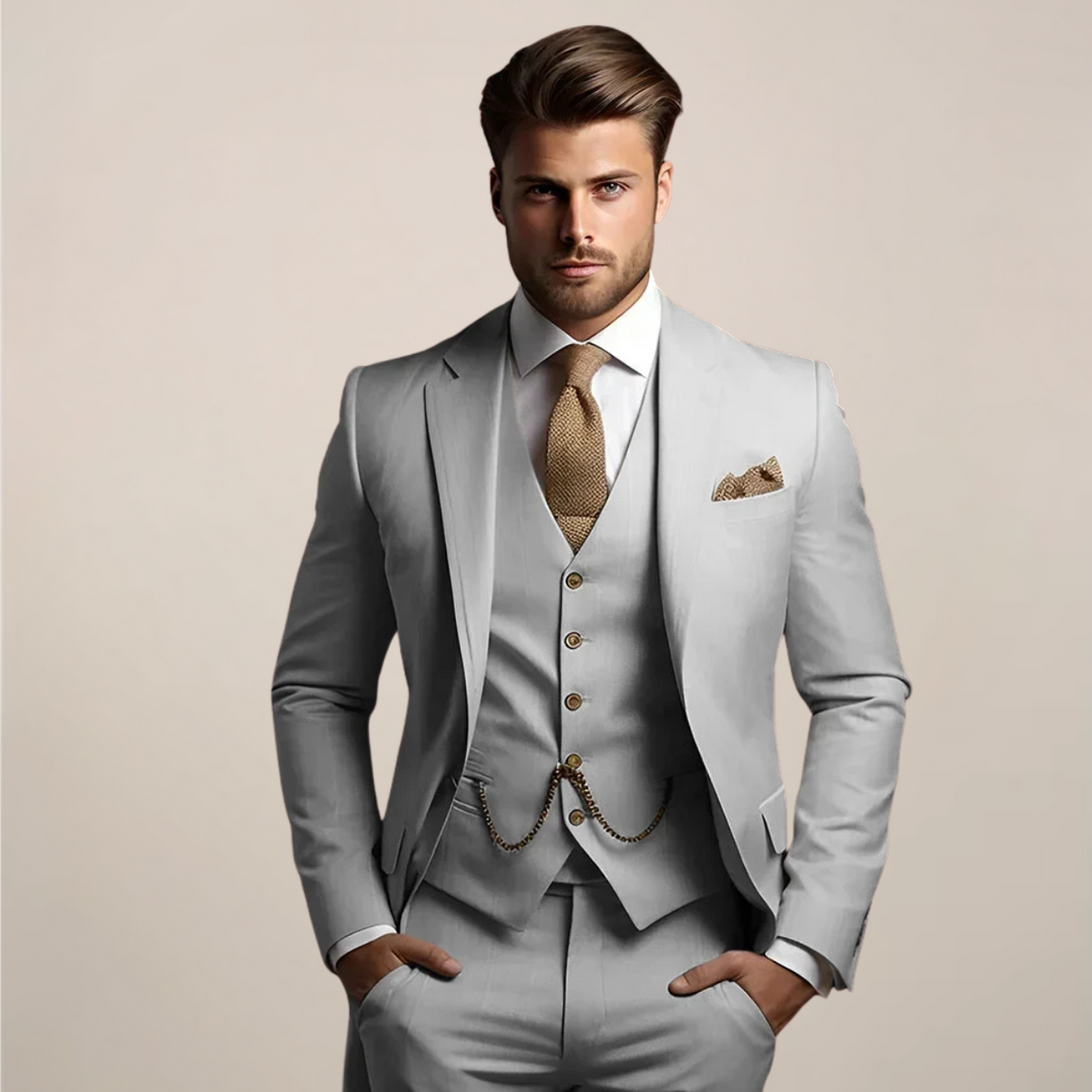 Breathable Three-Piece Men's Wedding Suit – Tailored, Formal Spring Fashion