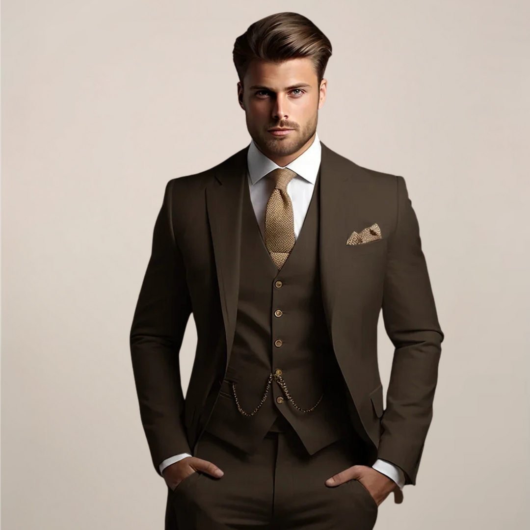 Breathable Three-Piece Men's Wedding Suit – Tailored, Formal Spring Fashion