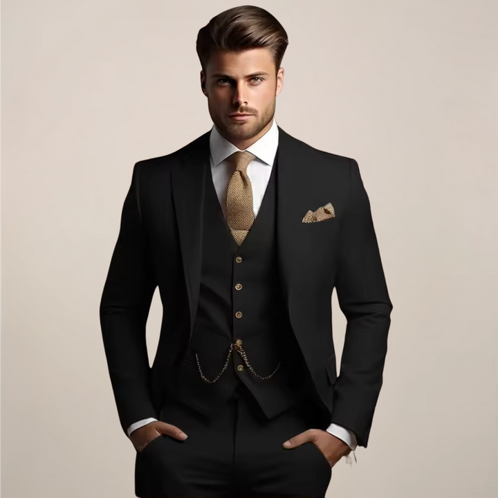 Breathable Three-Piece Men's Wedding Suit – Tailored, Formal Spring Fashion