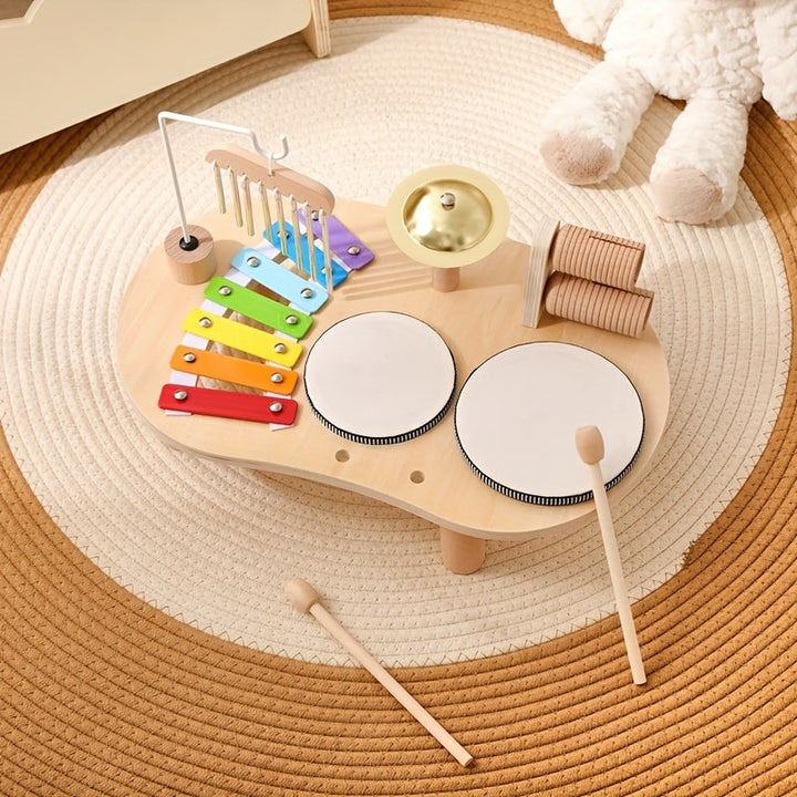 Wooden Montessori Music Table – All-in-One Musical Instrument Set for Children