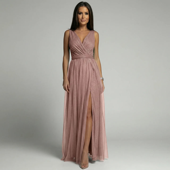 Sleeveless V-Neck Evening Gown - Lynne