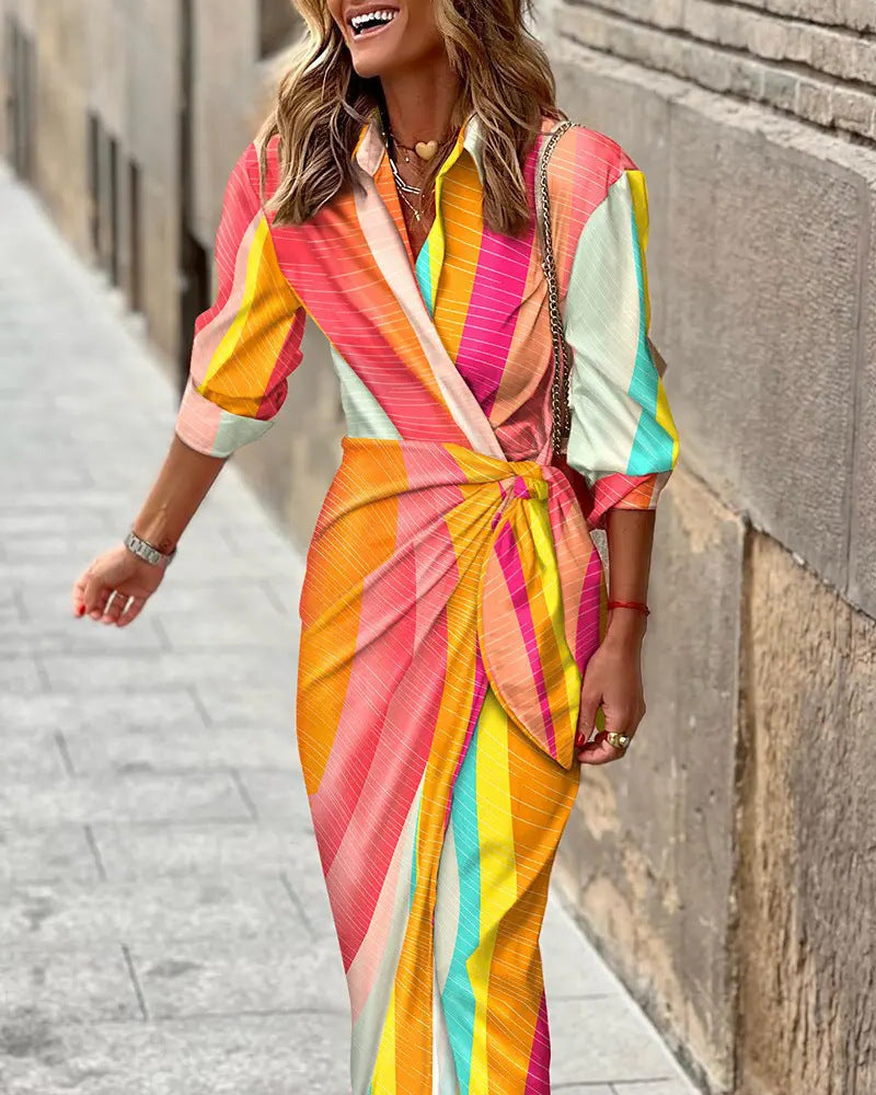 Summer Wrap Dress with Collar