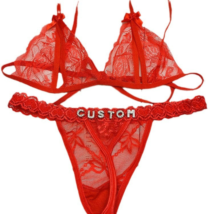 LaceFlair Personalized Lace Lingerie with Crystal Letters