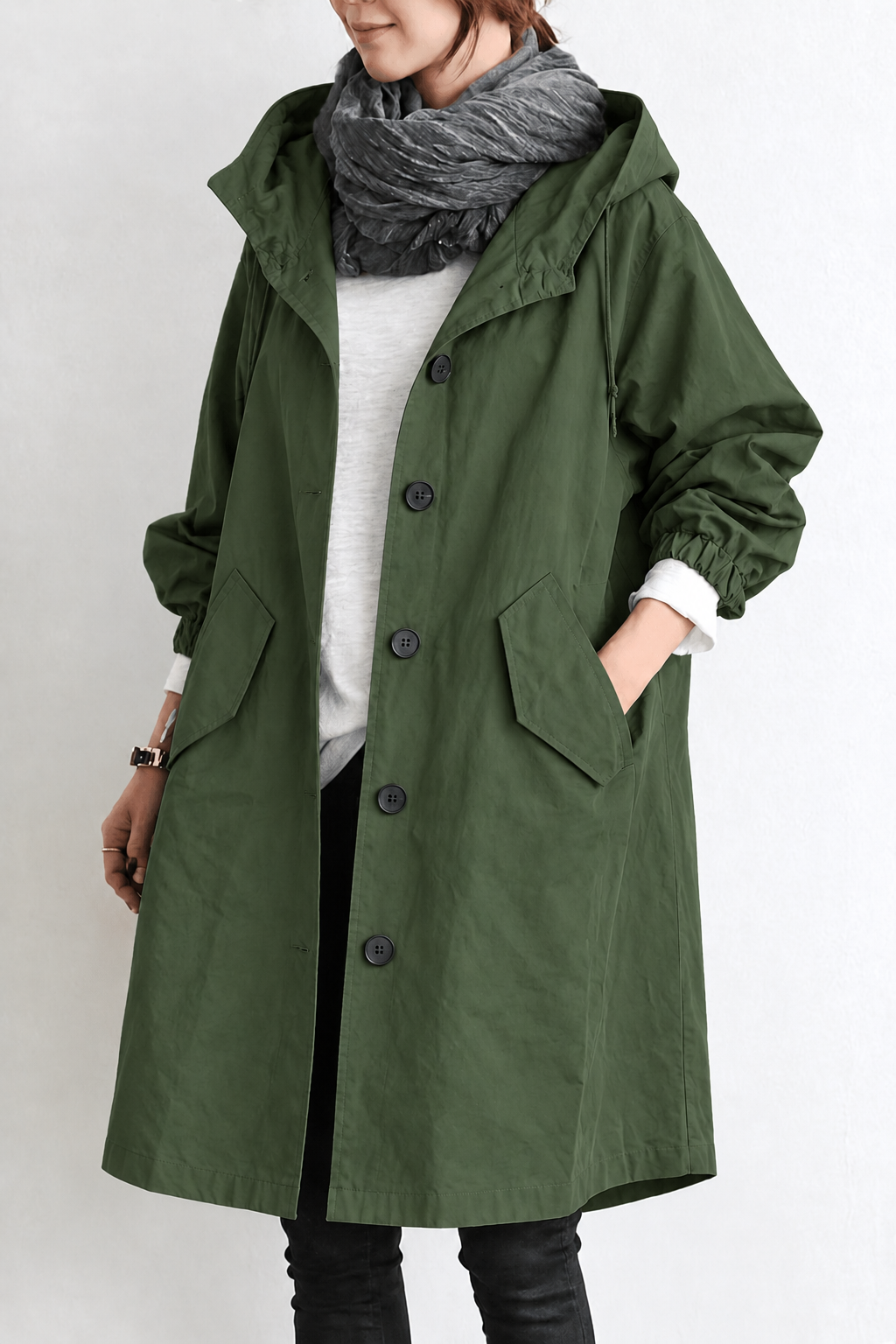 Women's Waterproof Rain Trench Coat with Hood – Lightweight Coat for Spring and Autumn