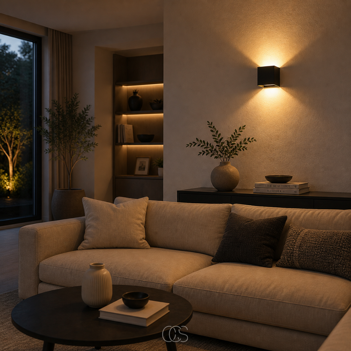 Luxe cordless wall light | square sensor light | aluminum 10 x 10 cm