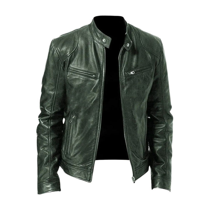 Classic Men's Stand-Collar Leather Jacket
