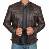 Men's Rugged Motorcycle Jacket with Zipper Pockets