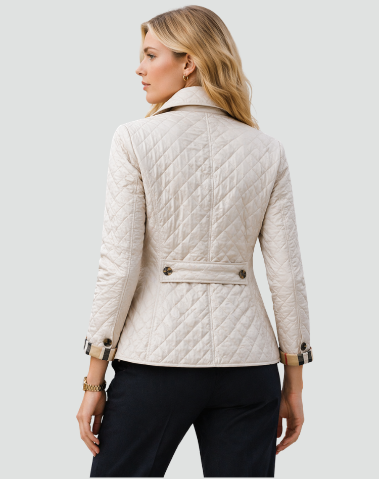 Quilted Jacket with Button Placket and Diamond Quilting