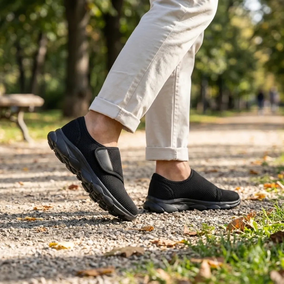 Comfortable Orthopedic Walking Shoes with Hook-and-Loop Strap for Wide or Swollen Feet