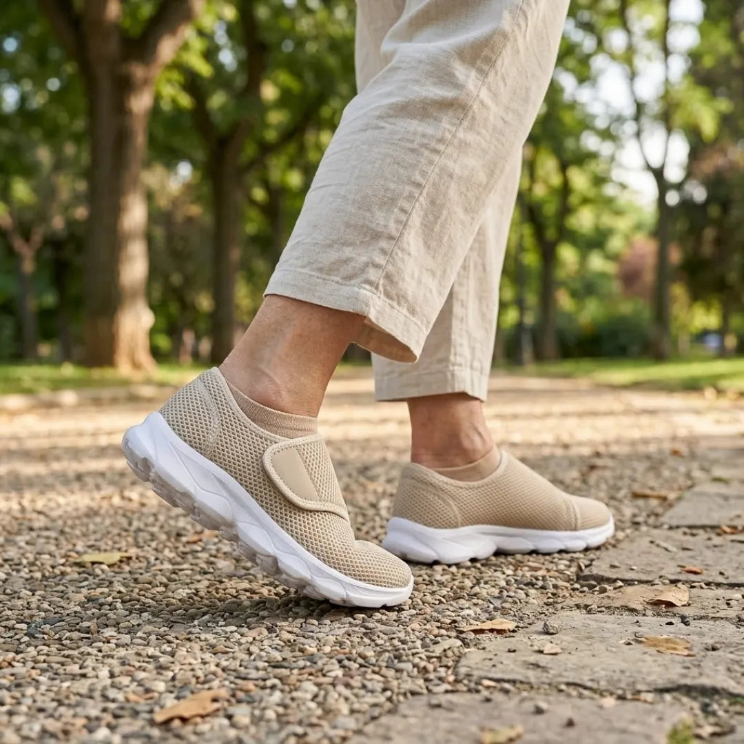 Comfortable Orthopedic Walking Shoes with Hook-and-Loop Strap for Wide or Swollen Feet