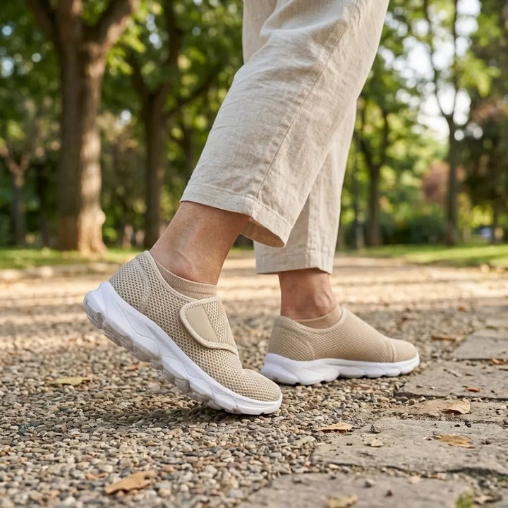 Comfortable Orthopedic Walking Shoes with Hook-and-Loop Strap for Wide or Swollen Feet