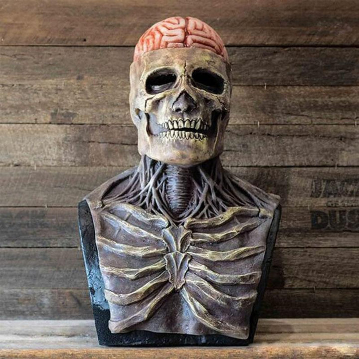 Realistic Skeleton Halloween Mask with Exposed Brain for Adults